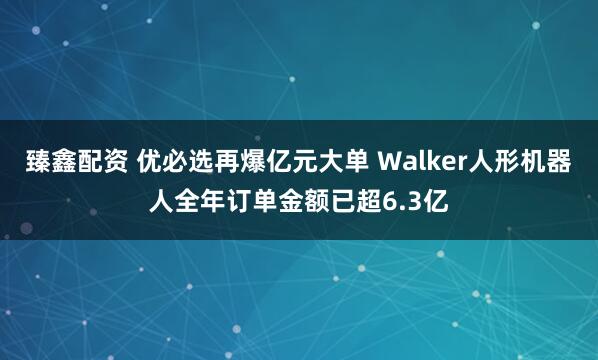 臻鑫配资 优必选再爆亿元大单 Walker人形机器人全年订单金额已超6.3亿